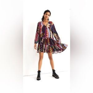 Anthropologie Blink London Agnese Tiered Fern Print Tunic Dress